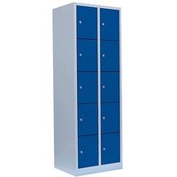 LÜLLMANN Schließfachschrank lichtgrau, enzianblau 520521, 10 Schließfächer 60,0 x 50,0 x 180,0 cm von LÜLLMANN