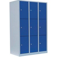 LÜLLMANN Schließfachschrank lichtgrau, enzianblau 523331, 9 Schließfächer 118,5 x 50,0 x 180,0 cm von LÜLLMANN