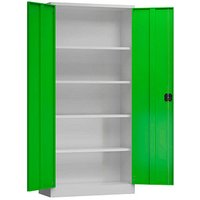 ClassiX Stahlschrank X-530345 lichtgrau, gelbgrün 92,0 x 42,0 x 194,5 cm, aufgebaut von ClassiX