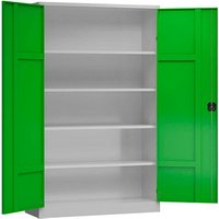 ClassiX Stahlschrank X-530375 lichtgrau, gelbgrün 120,0 x 42,0 x 194,5 cm, aufgebaut von ClassiX