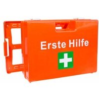 Lüllmann - Erste-Hilfe-Koffer s, mit Füllung gem. din 13157, inkl. Wandhalterung - orange von LÜLLMANN