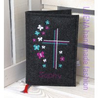 Filz Hülle Gotteslob Gotteslobhülle Kreuz Schmetterling Schmetterlinge von LUENAhandmadefashion