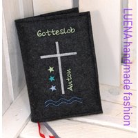 Filz Hülle Gotteslob Gotteslobhülle Kreuz Sternen Wellen von LUENAhandmadefashion