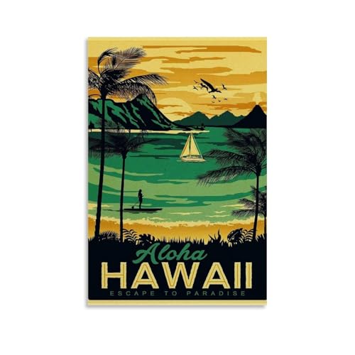 Hawaii Aloha Poster Dekorative Malerei Leinwand Wandkunst Wohnzimmer Poster Schlafzimmer Malerei,Wandkunst Bilddruck Moderne Familienzimmer Dekor 12x18inch(30x45cm) von LUENYUDE