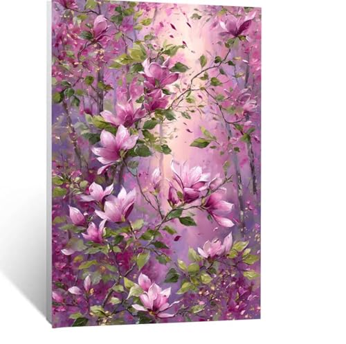 Blume Malen Nach Zahlen Erwachsene, Malen nach Zahlen auf Leinwand mit Pinsel und Acrylfarben 80x60cm DIY Basteln Erwachsene Leinwand Bilder Landschaft für Wanddeko Wohnzimmer Geschenke LSJ-7365 von LUESSJAO