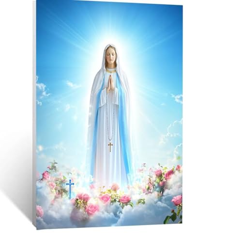 Heilige Mutter Malen Nach Zahlen Erwachsene, Malen nach Zahlen auf Leinwand mit Pinsel und Acrylfarben 95x70 cm DIY Basteln Erwachsene Leinwand Bilder Blume für Wanddeko Wohnzimmer Geschenke LSJ-0238 von LUESSJAO