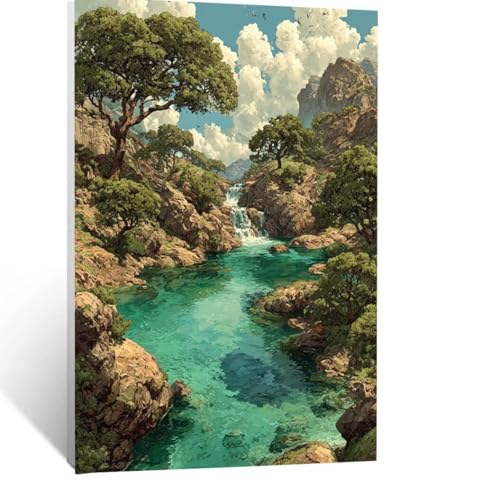 Malen Nach Zahlen Erwachsene Baum Malen Nach Zahlen Kinder Landschaft mit Pinsel und Wasserdicht Leinwand Acrylfarben Set, Diy Set Erwachsene Bilder 50x70 CM für Deko Wohnzimmer Geschenke LSJ-0335 von LUESSJAO
