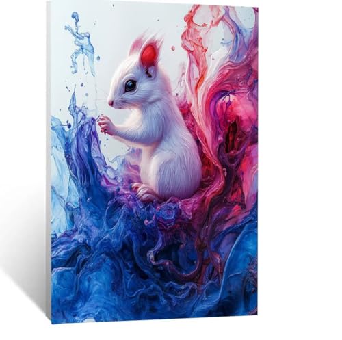 Malen Nach Zahlen Erwachsene Eichhörnchen Malen Nach Zahlen Kinder Abstrakt mit Pinsel und Wasserdicht Leinwand Acrylfarben Set, Diy Set Erwachsene Bilder 80 x 60CM für Zimmer Deko Geschenke LSJ-6276 von LUESSJAO