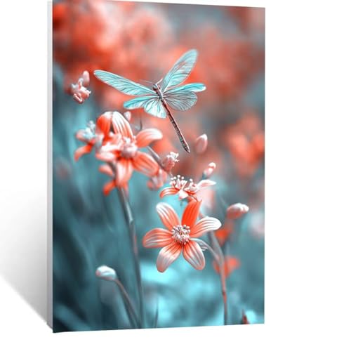 Malen Nach Zahlen Erwachsene Libelle Malen Nach Zahlen Kinder Blume mit Pinsel und Wasserdicht Leinwand Acrylfarben Set, Diy Set Erwachsene Bilder 100x150cm für Deko Wohnzimmer Geschenke LSJ-5445 von LUESSJAO