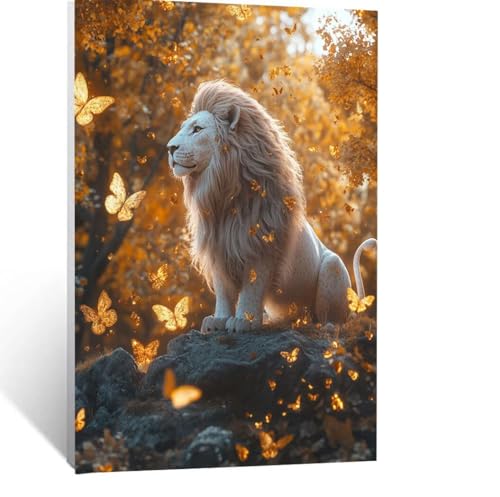 Malen Nach Zahlen Erwachsene Löwe Malen Nach Zahlen Kinder Schmetterling mit Pinsel und Wasserdicht Leinwand Acrylfarben Set, Diy Set Erwachsene Bilder 30x40cm für Zimmer Deko Geschenke LSJ-1432 von LUESSJAO