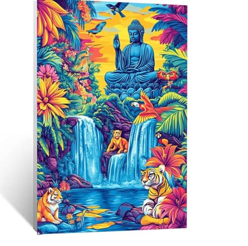 Zen Malen Nach Zahlen Erwachsene, Malen nach Zahlen auf Leinwand mit Pinsel und Acrylfarben 60x80 cm DIY Basteln Erwachsene Leinwand Bilder Tier für Wanddeko Wohnzimmer Geschenke für Frauen LSJ-5319 von LUESSJAO