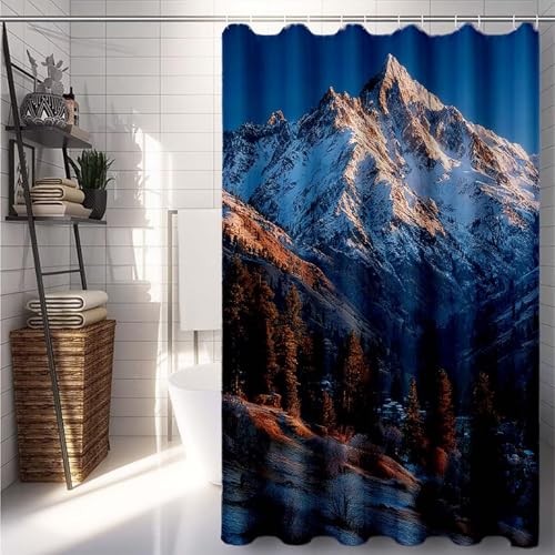 Duschrollo 120x200, Weiß Duschvorhang Berg Duschrollo für Badewanne Wasserdicht Shower Curtains, Shower Curtain Polyester Textil mit ösen und 12 Duschringen für Badezimmer Deko, Badewanne -lsy2507J5 Duschrollo 120x200, Weiß Duschvorhang Berg Duschrollo für Badewanne Wasserdicht Shower Curtains, Shower Curtain Polyester Textil mit ösen und 12 Duschringen für Badezimmer Deko, Badewanne -lsy2507J5 von LUESUAYN