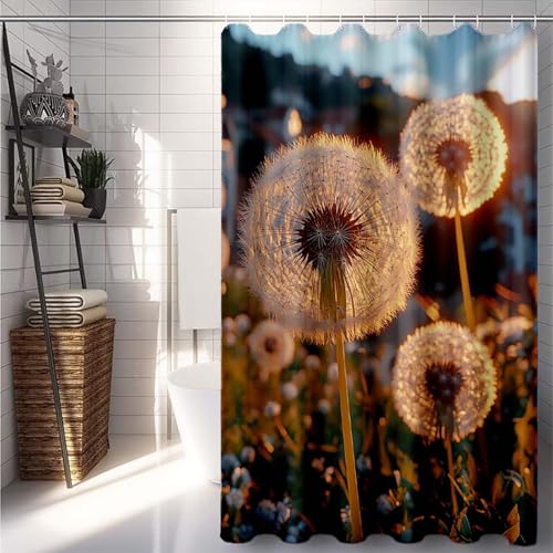 Duschrollo 180 x 240 cm, Weiß Duschvorhang Blume Duschrollo für Badewanne Wasserdicht Shower Curtains, Shower Curtain Polyester Textil mit ösen und 12 Duschringen für Badezimmer Deko -lsy2507L2 von LUESUAYN