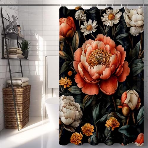 Duschrollo 180x240, Rosa Duschvorhang Blume Duschrollo für Badewanne Wasserdicht Shower Curtains, Shower Curtain Polyester Textil mit ösen und 12 Duschringen für Badezimmer Deko, Badewanne -lsy2507H4 Duschrollo 180x240, Rosa Duschvorhang Blume Duschrollo für Badewanne Wasserdicht Shower Curtains, Shower Curtain Polyester Textil mit ösen und 12 Duschringen für Badezimmer Deko, Badewanne -lsy2507H4 von LUESUAYN