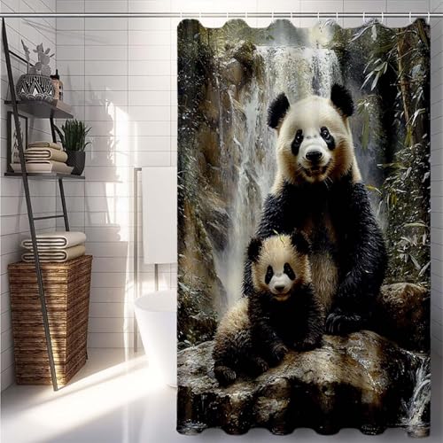 Duschrollo 90x200, Schwarz und Weiß Duschvorhang Panda Duschrollo für Badewanne Wasserdicht Shower Curtains, Shower Curtain Polyester Textil mit ösen und 12 Duschringen für Badezimmer Deko -lsy250737 Duschrollo 90x200, Schwarz und Weiß Duschvorhang Panda Duschrollo für Badewanne Wasserdicht Shower Curtains, Shower Curtain Polyester Textil mit ösen und 12 Duschringen für Badezimmer Deko -lsy250737 von LUESUAYN
