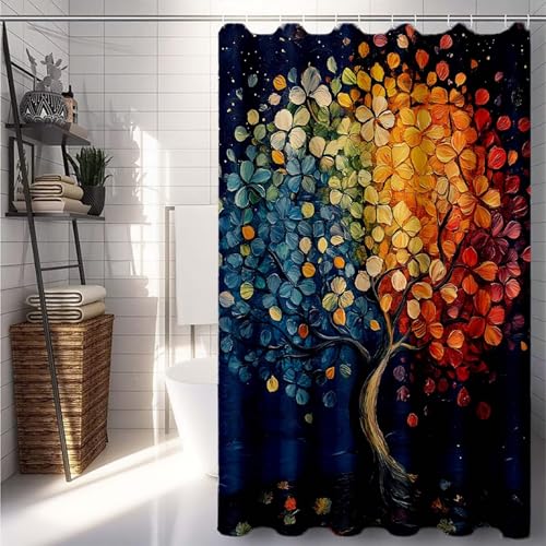 Duschrollo 90x200cm, Farbe Duschvorhang Baum Duschrollo für Badewanne Wasserdicht Shower Curtains, Shower Curtain Polyester Textil mit ösen und 12 Duschringen für Badezimmer Deko, Badewanne -lsy25074M Duschrollo 90x200cm, Farbe Duschvorhang Baum Duschrollo für Badewanne Wasserdicht Shower Curtains, Shower Curtain Polyester Textil mit ösen und 12 Duschringen für Badezimmer Deko, Badewanne -lsy25074M von LUESUAYN