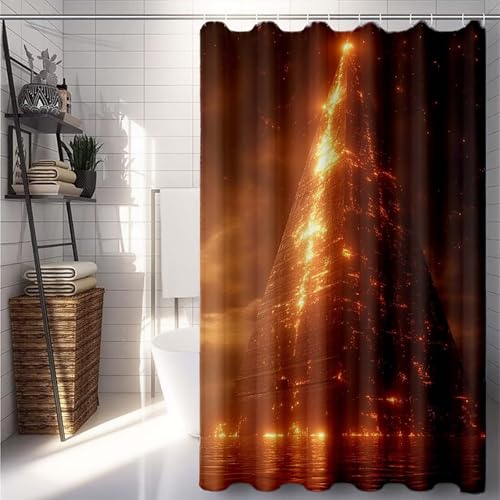 Duschrollo 90x200cm, Gelb Duschvorhang Pyramide Duschrollo für Badewanne Wasserdicht Shower Curtains, Shower Curtain Polyester Textil mit ösen und 12 Duschringen für Badezimmer Deko -lsy2507YY4HD von LUESUAYN