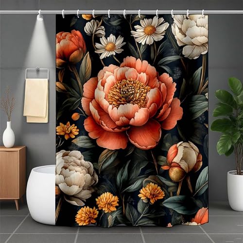 Duschrollo für Badewanne 160x200, Rosa Duschvorhang Blume Duschrollo Wasserabweisend Shower Curtains Polyester Beschwerter Saum Duschvorhänge mit 12 Duschvorhangringe für Badewanne und Bad -lsy25079U Duschrollo für Badewanne 160x200, Rosa Duschvorhang Blume Duschrollo Wasserabweisend Shower Curtains Polyester Beschwerter Saum Duschvorhänge mit 12 Duschvorhangringe für Badewanne und Bad -lsy25079U von LUESUAYN