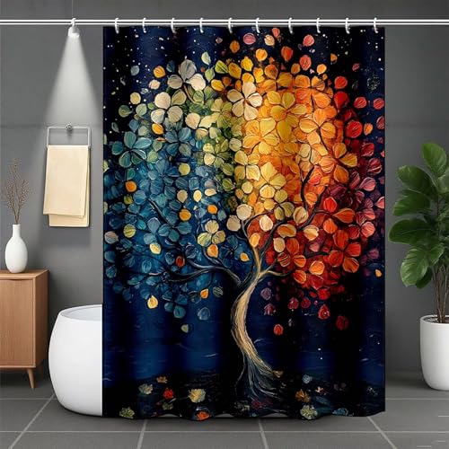 Duschrollo für Badewanne 80x200cm, Farbe Duschvorhang Baum Duschrollo Wasserabweisend Shower Curtains Polyester Beschwerter Saum Duschvorhänge mit 12 Duschvorhangringe für Badewanne und Bad -lsy2507DV Duschrollo für Badewanne 80x200cm, Farbe Duschvorhang Baum Duschrollo Wasserabweisend Shower Curtains Polyester Beschwerter Saum Duschvorhänge mit 12 Duschvorhangringe für Badewanne und Bad -lsy2507DV von LUESUAYN