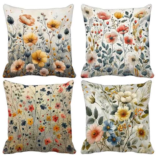 Kissenbezug Blume Outdoor Kissen 4er Set, Wasserdichter Sofakissen Weiß Kissenbezüge Leinen Dekokissen mit Unsichtbarem Reißverschluss Zierkissen für Wohnzimmer Garten Dekorative 80x80-lsy250446 Kissenbezug Blume Outdoor Kissen 4er Set, Wasserdichter Sofakissen Weiß Kissenbezüge Leinen Dekokissen mit Unsichtbarem Reißverschluss Zierkissen für Wohnzimmer Garten Dekorative 80x80-lsy250446 von LUESUAYN