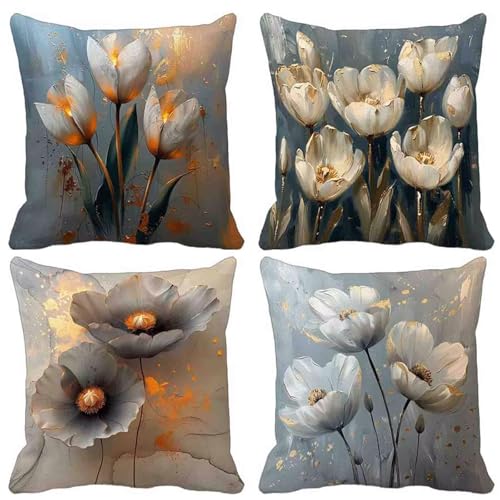 Kissenbezug Blume Sofakissen 4er Set, Quadratische Dekokissen Weiß Kissenbezüge Weich Samt Zierkissen mit Unsichtbarem Reißverschluss Sofa Kissen für Sofa Wohnzimmer Balkon 75x75 cm -lsy25043ZO44 Kissenbezug Blume Sofakissen 4er Set, Quadratische Dekokissen Weiß Kissenbezüge Weich Samt Zierkissen mit Unsichtbarem Reißverschluss Sofa Kissen für Sofa Wohnzimmer Balkon 75x75 cm -lsy25043ZO44 von LUESUAYN