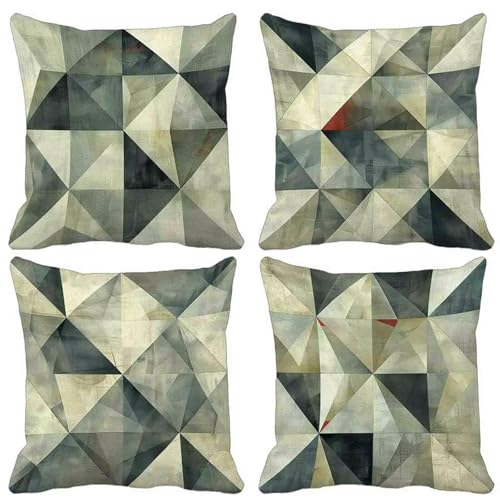 Kissenbezug Geometrie Outdoor Kissen 4er Set, Wasserdichter Sofakissen Salbeigrün Kissenbezüge Leinen Dekokissen mit Unsichtbarem Reißverschluss Zierkissen für Garten Dekorative 75 x 75 cm-lsy25045A Kissenbezug Geometrie Outdoor Kissen 4er Set, Wasserdichter Sofakissen Salbeigrün Kissenbezüge Leinen Dekokissen mit Unsichtbarem Reißverschluss Zierkissen für Garten Dekorative 75 x 75 cm-lsy25045A von LUESUAYN