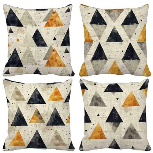 Kissenbezug Geometrie Sofakissen 4er Set, Quadratische Dekokissen Beige Kissenbezüge Weich Samt Zierkissen mit Unsichtbarem Reißverschluss Sofa Kissen für Sofa Wohnzimmer Balkon 40x40cm -lsy2504C8 von LUESUAYN