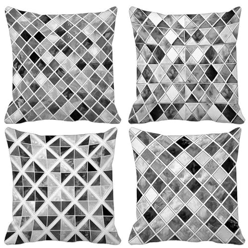 Kissenbezug Geometrie Sofakissen 4er Set, Quadratische Dekokissen Schwarz und Weiß Kissenbezüge Weich Samt Zierkissen mit Unsichtbarem Reißverschluss Sofa Kissen für Sofa Balkon 60 x 60 cm -lsy2504X5 Kissenbezug Geometrie Sofakissen 4er Set, Quadratische Dekokissen Schwarz und Weiß Kissenbezüge Weich Samt Zierkissen mit Unsichtbarem Reißverschluss Sofa Kissen für Sofa Balkon 60 x 60 cm -lsy2504X5 von LUESUAYN