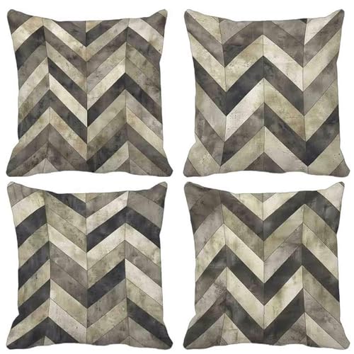 Kissenbezug Streifen Outdoor Kissen 4er Set, Wasserdichter Sofakissen Grau Kissenbezüge Leinen Dekokissen mit Unsichtbarem Reißverschluss Zierkissen für Wohnzimmer Garten Dekorative 40x40-lsy25040M Kissenbezug Streifen Outdoor Kissen 4er Set, Wasserdichter Sofakissen Grau Kissenbezüge Leinen Dekokissen mit Unsichtbarem Reißverschluss Zierkissen für Wohnzimmer Garten Dekorative 40x40-lsy25040M von LUESUAYN