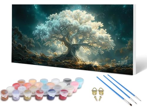 Malen Nach Zahlen Baum Malen Nach Zahlen Erwachsene Sternenhimmel 70X140CM, DIY Paint by Numbers Bastelset Erwachsene Anfänger mit 3 Pinsel und Acrylfarben & Leinwand für Wanddeko, Geschenke -lsy256Z3 von LUESUAYN