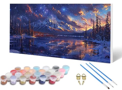Malen Nach Zahlen Berg Malen Nach Zahlen Erwachsene Landschaft 70X140CM, DIY Paint by Numbers Bastelset Erwachsene Anfänger mit 3 Pinsel und Acrylfarben & Knitterfreie Leinwand für Wanddeko -lsy250610 von LUESUAYN