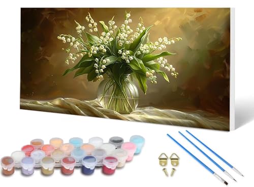 Malen Nach Zahlen Blume Malen Nach Zahlen Erwachsene Vase 70 x 140 cm, DIY Paint by Numbers Bastelset Erwachsene Anfänger mit 3 Pinsel und Acrylfarben & Knitterfreie Leinwand für Wanddeko -lsy2506M0 von LUESUAYN