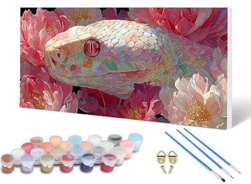 Malen Nach Zahlen Erwachsene Schlange Malen Nach Zahlen Blume, DIY Set Erwachsene Paint by Numbers mit 3 Pinsel und Acrylfarben & Knitterfreie Leinwand für Zimmer Deko Wohnzimmer 100X200CM -lsy2506OU von LUESUAYN