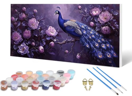 Malen Nach Zahlen Pfau Malen Nach Zahlen Erwachsene Blume 50X100 CM, DIY Paint by Numbers Bastelset Erwachsene Anfänger mit 3 Pinsel und Acrylfarben & Knitterfreie Leinwand für Wanddeko -lsy2506G2 Malen Nach Zahlen Pfau Malen Nach Zahlen Erwachsene Blume 50X100 CM, DIY Paint by Numbers Bastelset Erwachsene Anfänger mit 3 Pinsel und Acrylfarben & Knitterfreie Leinwand für Wanddeko -lsy2506G2 von LUESUAYN