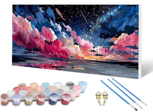 Malen Nach Zahlen Sternenhimmel Malen Nach Zahlen Erwachsene Landschaft 50X100 CM, DIY Paint by Numbers Bastelset Erwachsene Anfänger mit 3 Pinsel und Acrylfarben & Leinwand für Wanddeko -lsy2506AO von LUESUAYN