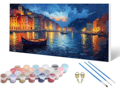 Malen Nach Zahlen Venedig Malen Nach Zahlen Erwachsene Landschaft 30 x 60 cm, DIY Paint by Numbers Bastelset Erwachsene Anfänger mit 3 Pinsel und Acrylfarben & Leinwand für Wanddeko -lsy2506YFD6 von LUESUAYN