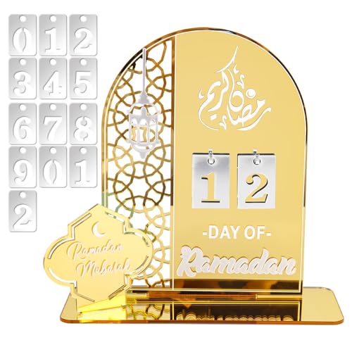 LUFEIS Ramadan Kalender,Eid Mubarak Kalende,Eid Mubarak Dekoration,Eid Mubarak Adventskalender,DIY Ramadan Dekoration 30 Tage Countdown,Ramadan Adventskalender aus Acrylic Countdown für Ramadan Partys von LUFEIS