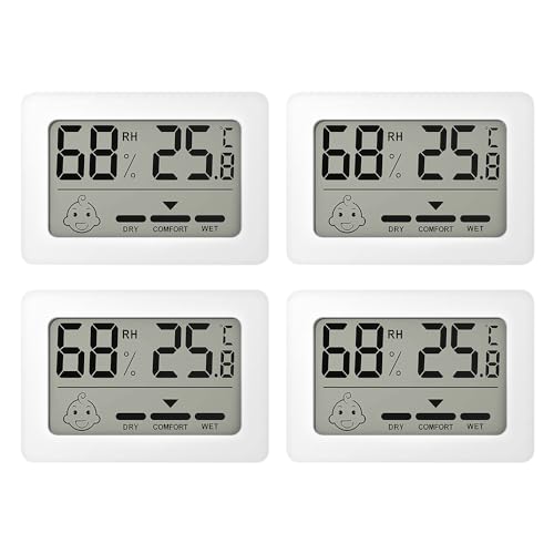LUFEIS Thermometer Hygrometer Innen, 6 Stück Mini Thermometer Hygrometer Digital, mit ℃/℉ wählbar, LCD Raumthermometer Digital, Smiley-Indikator für Innenräume wie Wohnzimmer, Schlafzimmer (R02) von LUFEIS