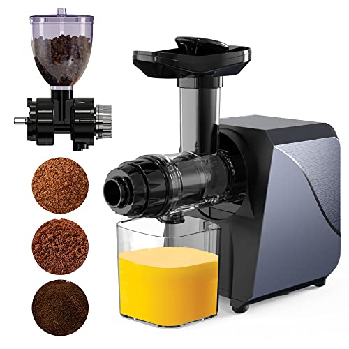 Entsafter für Gemüse und Obst, Cold Press Slow Juicer Maschine Sellerie Karotte Ingwer Leise, BPA frei, leicht zu reinigen, 250W Elektrische Kaffeebohnen Gewürze Kräutermühle, mit Reverse Funktion von LUFVEBUT