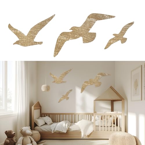 LUHOCIY 3 Stück Wanddeko Wohnzimmer, Maritime Deko Outdoor, Wanddeko Holz, Verwendet, um zu Hause Raum zu Dekorieren, Ob im Wohnzimmer Hängen, Schlafzimmer, Kann Eine Marine Stil zu Schaffen (Möwe) von LUHOCIY