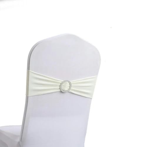100/50/10 Stück elastische Stuhlknoten Hochzeitsdekoration Schnalle Schärpen Rückenbezug Hotel Home Sitzband Dekore-Beige-10 Stück von LUHYSU