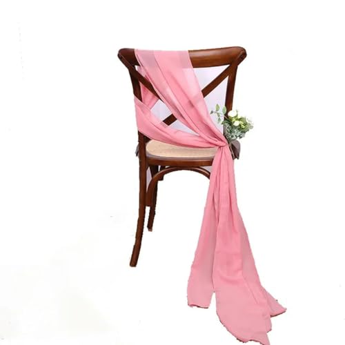 12 Stück rosa Chiffon-Stuhlschärpen, 17 x 275 cm, Hochzeits-Stuhlhussen, Bänder für Hochzeit, Party, Geburtstag, Zeremonie, Gangdekoration, 12 Stück, Rosa von LUHYSU