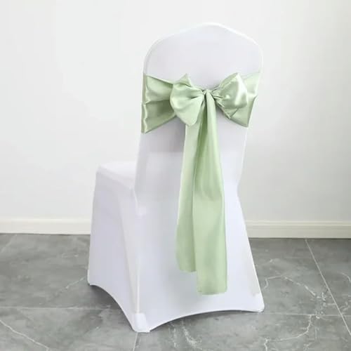 LUHYSU 40 Stück 17 x 275 cm Roségold Satin Stuhlschärpen Schleifen Stuhlbezug Bänder für Hochzeitsbankett Party-Event-Dekorationen-Hellgrün von LUHYSU