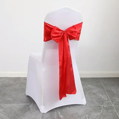 LUHYSU 40 Stück 17 x 275 cm Roségold Satin Stuhlschärpen Schleifen Stuhlbezug Bänder für Hochzeitsbankett Party-Event-Dekorationen-Rot von LUHYSU