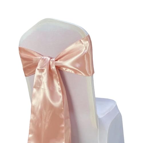 LUHYSU 50 Stück Hochzeitsstuhl-Krawatte, Satinschleife, Hotel-Party-Stuhlschleife, 17,8 x 274,3 cm, rot-Violette Schärpen, Stuhlschärpen, USA, Blush Pink, 50 Stück von LUHYSU
