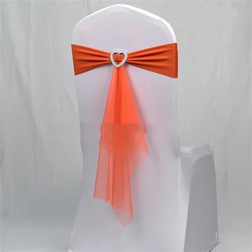 LUHYSU Hochzeit Stretch Stuhl Band Spandex Schärpe Krawatte Schleife für Bankett Event Dekoration-Orange-50 Stück von LUHYSU