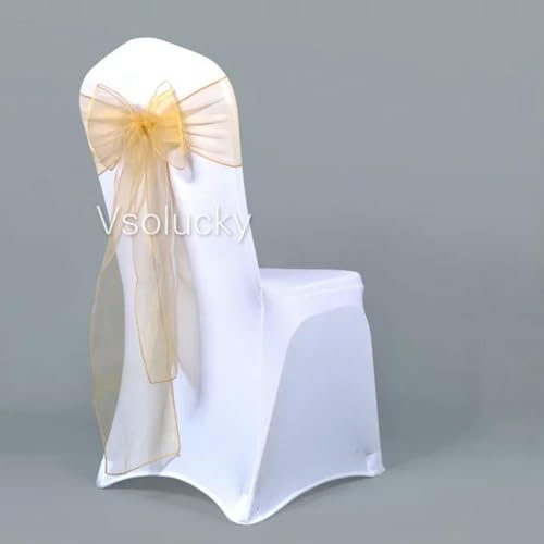 LUHYSU Transparenter Organza-Stuhlschärpen-Schleifenbezug für Hochzeit, Party, Geburtstag, Dusche, Dekoration, Gold von LUHYSU