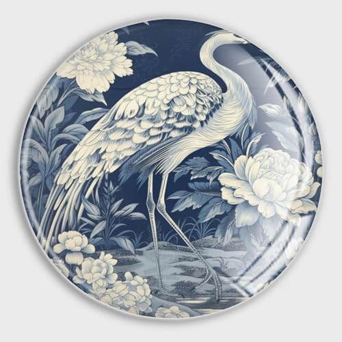Dekorative Kühlschrankmagnete im chinesischen Stil, Blau und Weiß, Porzellan, Kranich, Blumenmuster, runde Whiteboard-Magnete aus Glas, Kühlschrankmagnete für Werbetafel, Büro, Tafel, Küche, Zuhause von LUIJORGY
