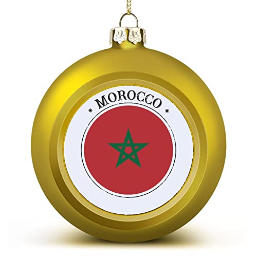 Frohe Weihnachten Nationalflagge Ball Ornament Golden Marokko, Marokko Flagge Weihnachtskugel Ornamente Dekoration für Weihnachtsbaum Hängende Andenken für Weihnachten Neujahr Urlaub Geburtstag von LUIJORGY