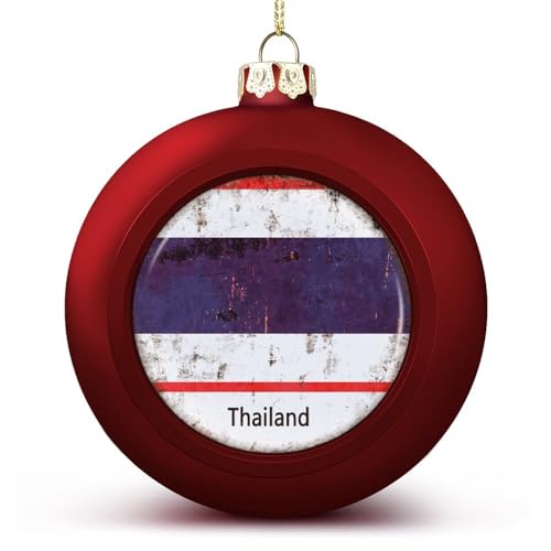 Frohe Weihnachten Nationalflagge Ball Ornament Rot Thailand, Thailand Flagge Weihnachtskugel Ornamente Dekoration für Weihnachtsbaum Hängende Andenken für Weihnachten Neujahr Urlaub Geburtstag von LUIJORGY